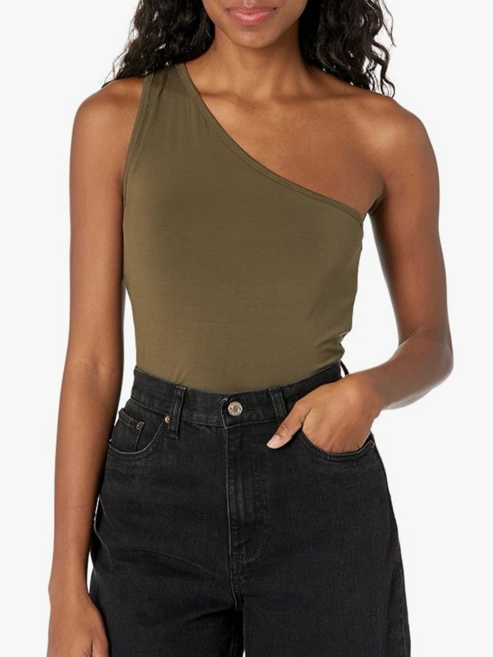 NEW SIZE XXS The Drop Women's Payton Asymmetric Fitted One-Shoulder Top